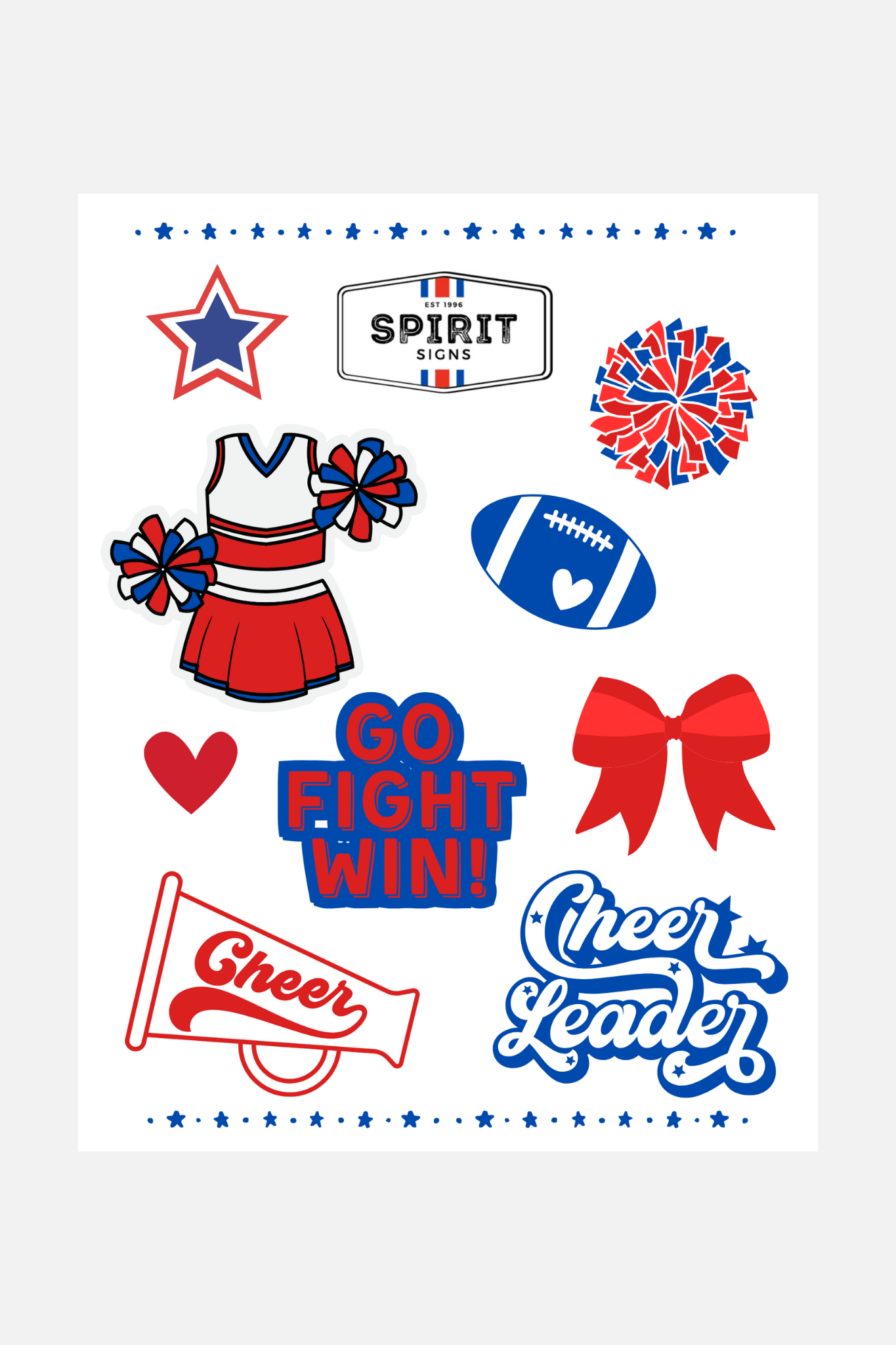 Cheer Decal Sheets - Set of 10 Sheets