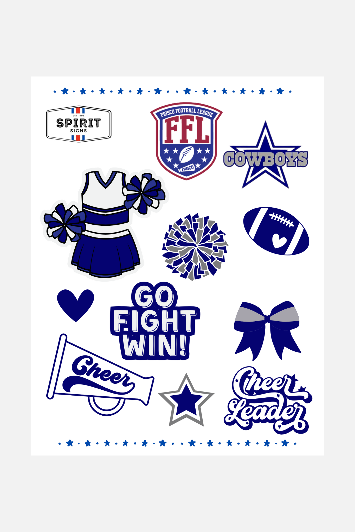 Cheer Decal Sheets - Set of 10 Sheets
