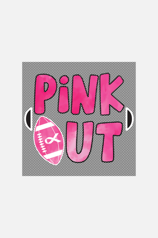 Pink Out Square chant signs used to support breast cancer awareness month in October for football teams and cheer squads. 